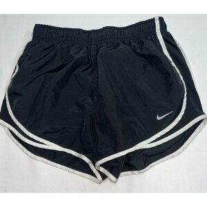 Nike Dri Fit Tempo Shorts Womens Medium Black White Trim Brief Lined Running F